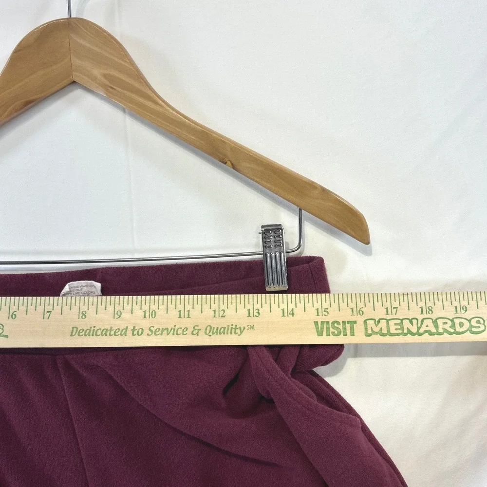 Softies Cozy Minimalist Lounge Set Large Wide Leg V-Neck Two Piece Burgundy